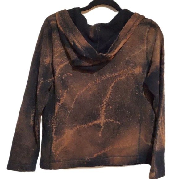 Boys Size Large Bleached & BlackHooded Sweatshirt Athleisure Pullover - Picture 2 of 6